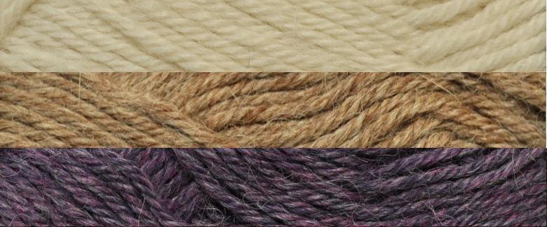 Hvit, beige, lilla